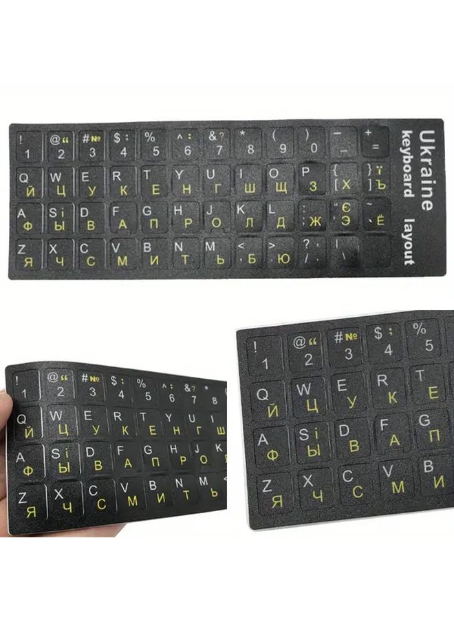 YL Model Ukrainian Cyrillic Keyboard Stickers Black Background White Letters Durable PVC Matte Reusable - Image 2